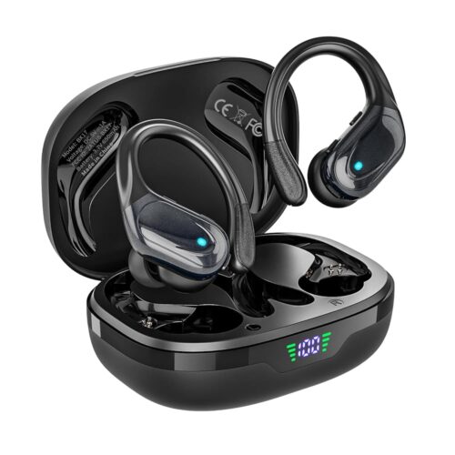 Wireless Earbuds Sport Bluetooth Headphones 5.3, 80Hrs Stereo New Bluetooth Earbuds with HD Mic, Earbuds with Earhooks ENC Noise Canceling Earphones, IP7 Waterproof Headset for...