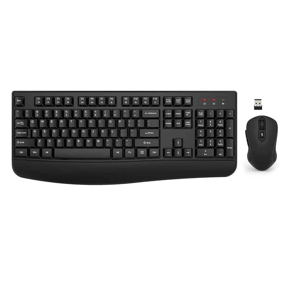 Wireless Keyboard and Mouse Combo, EDJO 2.4G Full-Sized Ergonomic Computer Keyboard with Wrist Rest and 3 Level DPI Adjustable Wireless Mouse for Windows, Mac OS…