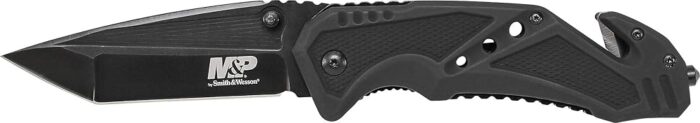 Smith & Wesson M&P SWMP11B 8.9in High Carbon S.S. Folding Knife with 3.8in Tanto Point Blade and Aluminum Handle for Outdoor, Tactical, Survival and EDC, One Size, Black