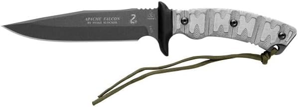 Tops Knives TPAFAL01: Apache Falcon Fixed Blade – Black Ballistic Nylon Sheath – Black Linen Micarta Handle