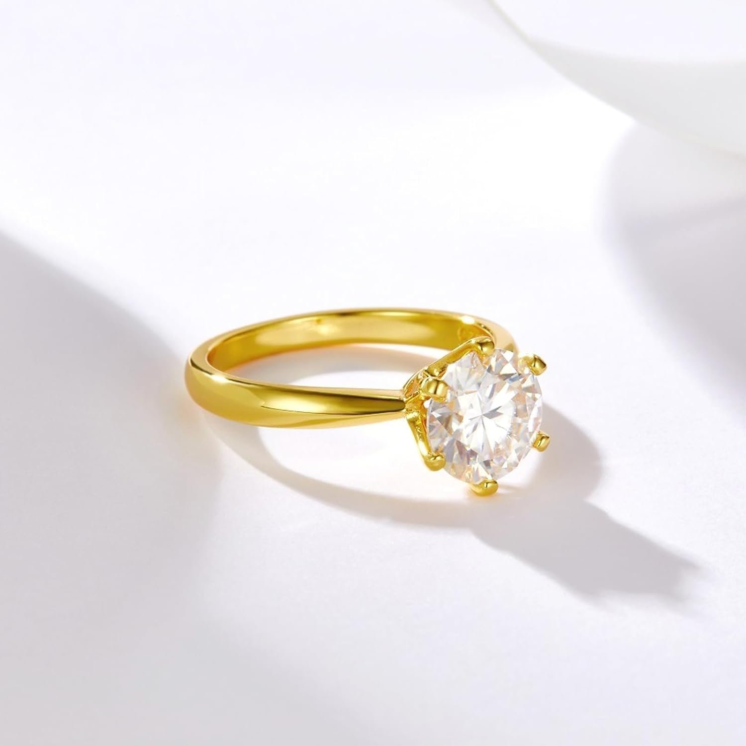 1CT Solitaire Moissanite Diamond Engagement Rings for Women, D Color VVS1 Clarity, 6 Claw Knife Edge 925 Sterling Silver with 18K White Gold Plated