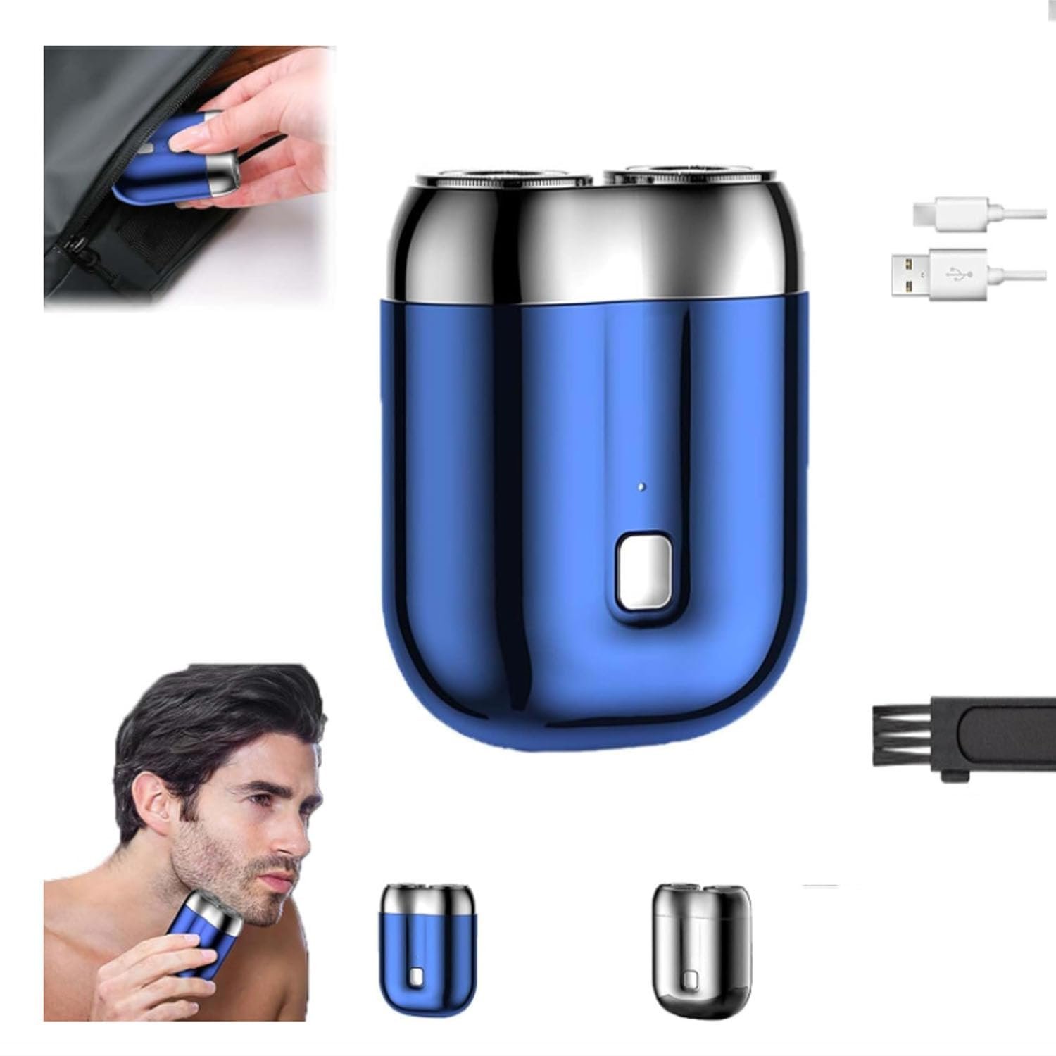 2025 New Model Mini Dual-Head Electric Shaver, Electric Mini Portable Razor, Pocket Size Washable Double Head Razor, Rechargeable Waterproof Compact Electric Shaver for Home,…