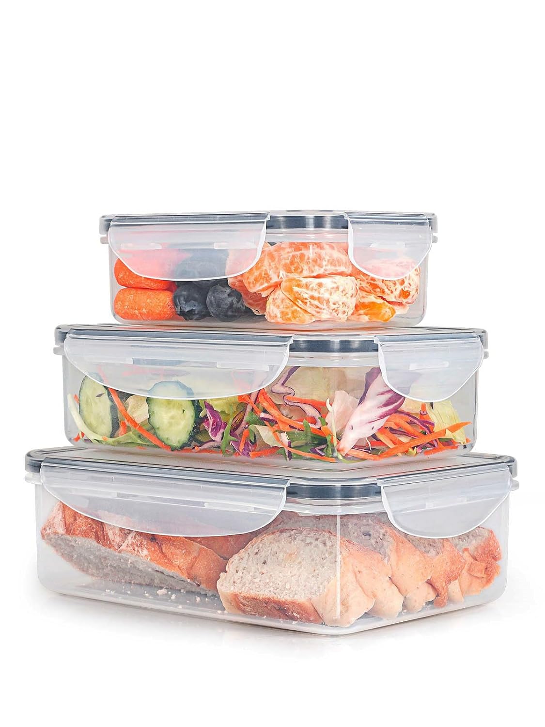 [3 Pcs] Food Storage Containers with Lids Airtight – BPA-Free, 100% Leak-Proof,Meal Prep Containers for Kitchen Storage and Organization, Dishwasher & Microwave, Freezer…