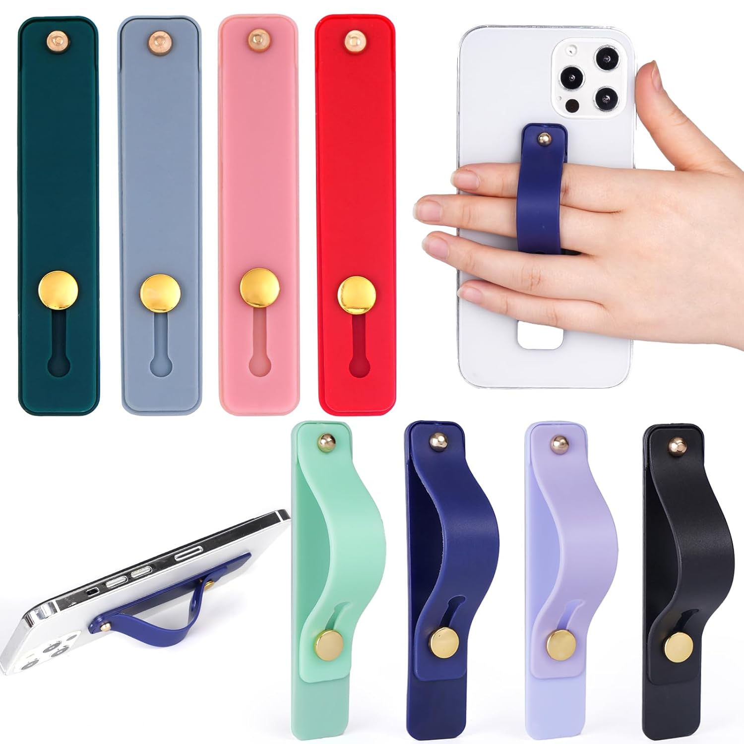 8 Pcs Phone Holder Stand, Telescopic Phone Grip Holder Stand, Adjustable Holder for Hand, Multicolor