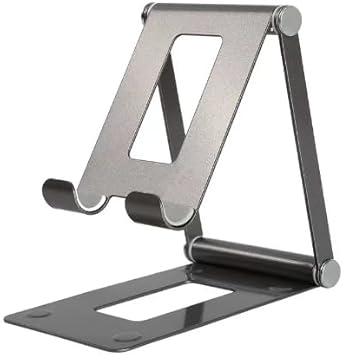 Adjustable Phone Stand – Ergonomic Tilt and Swivel Adjustment, Heavy-Duty Aluminum Metal Construction – Universally Compatible with iPhone, iPad, Mobile Phone