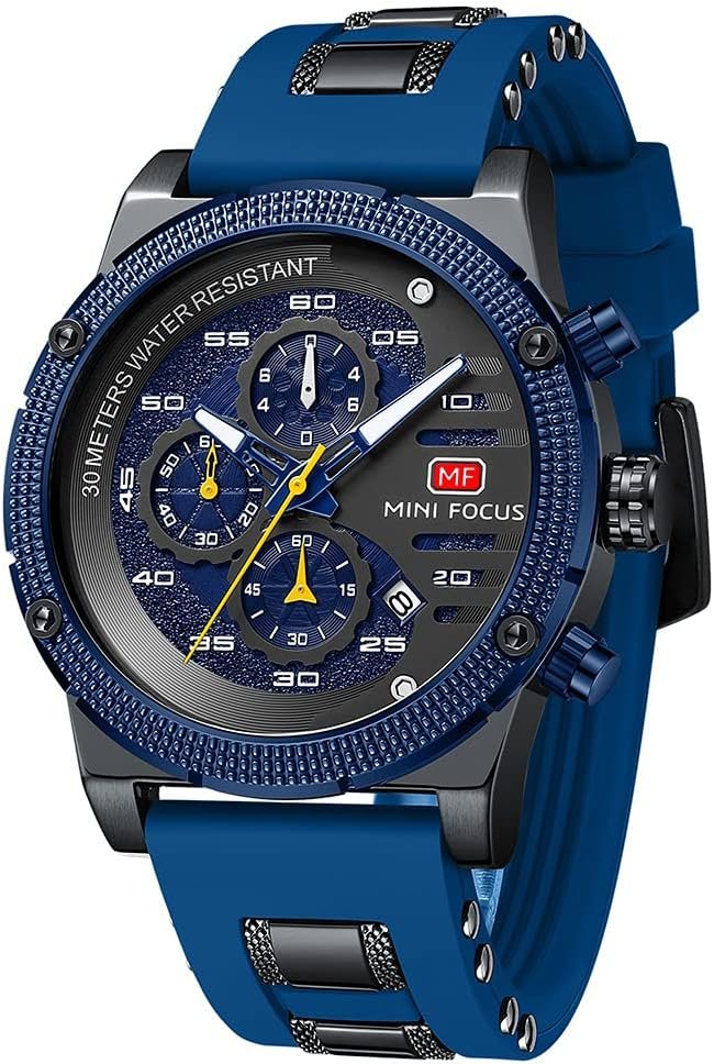 AIMES Mens Watches for Men Casual Chronograph Waterproof Sport Military Watch Analog Quartz Movement Stylish Luxury Dress Wrist Watch Elegant Gift Watch for Men