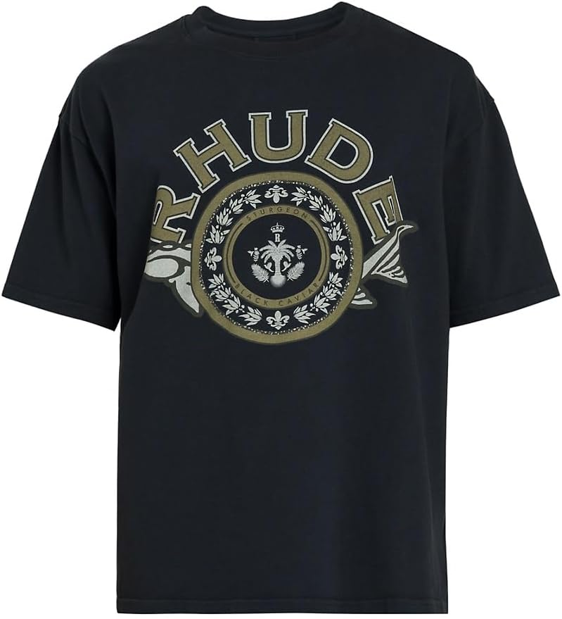 Rhude, Black Caviar Graphic Cotton T-Shirt : Luxury Stores