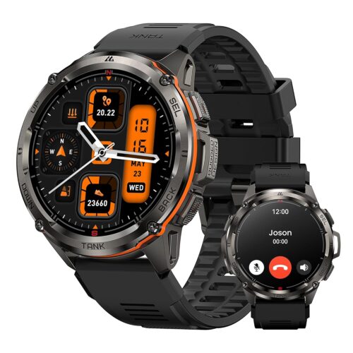 AMAZTIM GPS Smart Watch for Men, 6 Satellite Positioning, Compass, Stainless Steel Body, 50M Waterproof, 470mAh Extra-Large Battery, Answer/Make Call, 1.43" AMOLED Screen,...