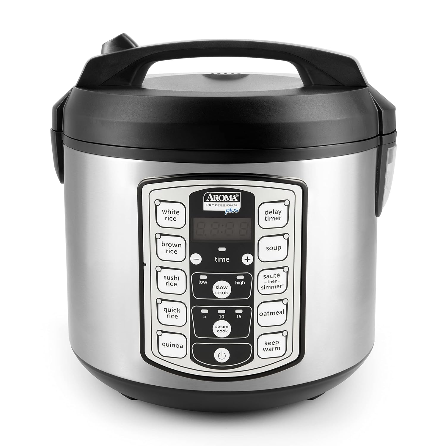 Aroma Housewares Professional Plus ARC-5000SB 20 Cup (Cooked) Digital Rice Cooker, Food Steamer, Slow Cooker, Stainless Exterior/Nonstick Pot, Silver, Black, 10-cup…