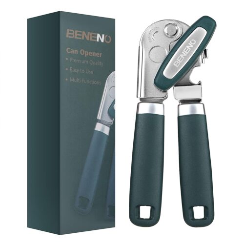 Beneno Multifunctional Heavy Duty Can Opener and Bottle Opener with Magnet, Durable Sharp Cutting Blade, Smooth Cutting Edge, Big Effort-Saving Knob & Soft Rubber Grip Handle,...