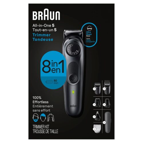 Braun All-in-One Style Kit Series 5 5471, 8-in-1 Trimmer for Men with Beard Trimmer, Body Trimmer for Manscaping, Hair Clippers & More, Ultra-Sharp Blade, 40 Length Settings,...