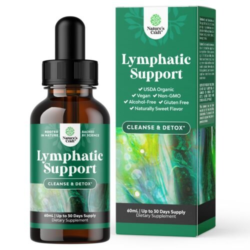 Certified Organic Lymphatic Drainage Drops - Herbal Lymphatic Cleanse and Immune Support Supplement with Echinacea Goldenseal & Red Clover Extract - Vegan Non GMO Alcohol and...