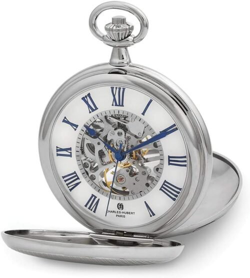 Charles Hubert Double Cover Striped Shield Pocket Watch 14.5" (Width = 5mm)