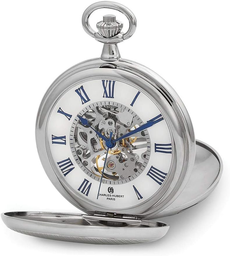 Charles Hubert Double Cover Striped Shield Pocket Watch 14.5″ (Width = 5mm)