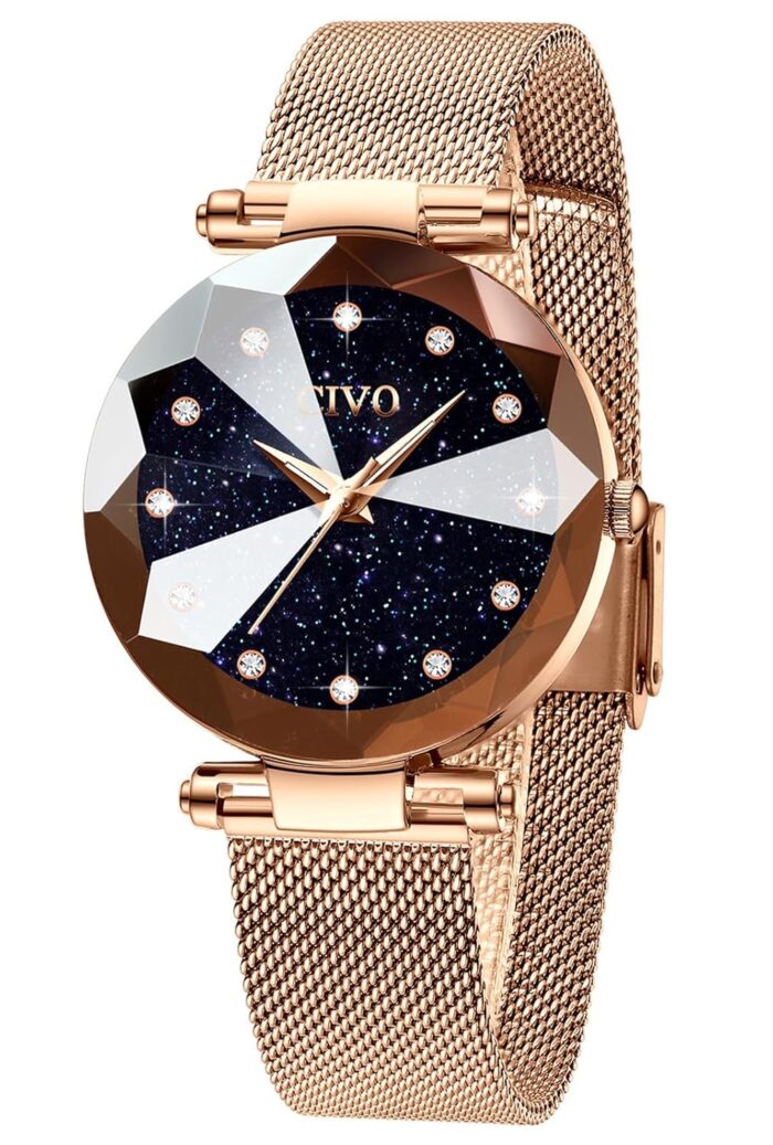 CIVO Womens Watch Ultra-Thin Stainless Steel Mesh Strap Analog Quartz Wrist Watch Waterproof Fashion Casual Elegant Ladies Watches with Diamond Timescale
