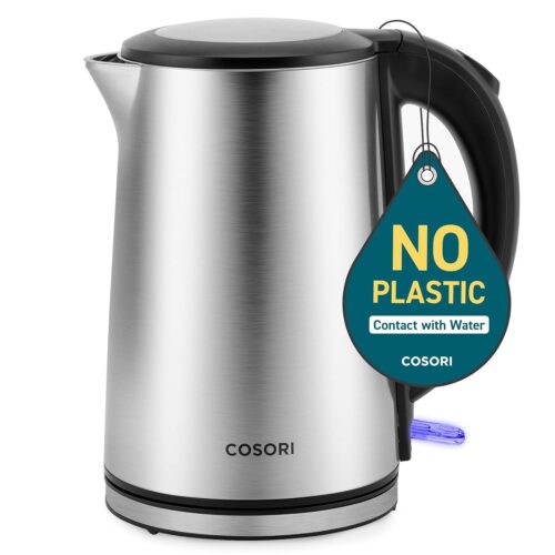 COSORI Electric Kettle, Cool-Touch Double Wall Stainless Steel Insulated, Automatic Shut Off & Boil-Dry Protection, Durable Tea Kettle Boiler & Heater, 1.5L/1500W, Silver