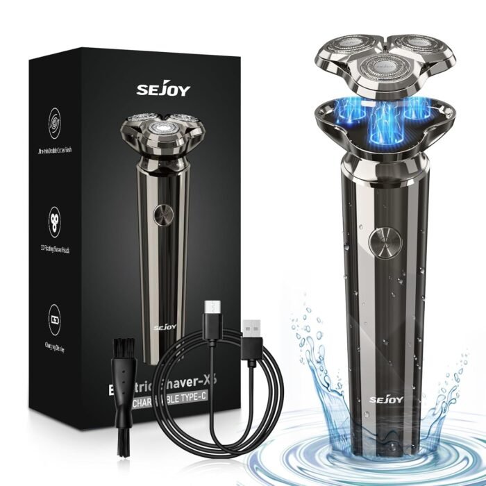 Electric Shaver Razor for Men Face,3D Rechargeable Rotary Shaver,IPX7 Waterproof,Anti-Pinch Electric Razor for Shaving Face,Magnetic Shaver Head,Ergonomic Handle Easy Use,Gift...