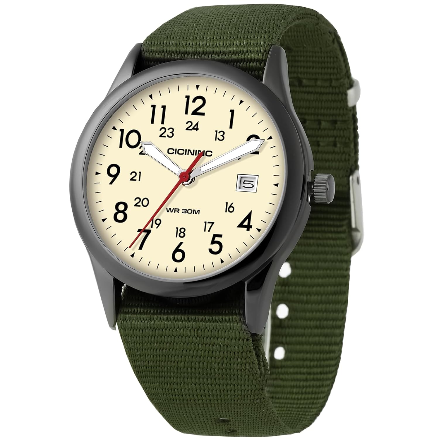 Expedition Scout Wrist Watch for Men Women 38mm Rugged Outdoor Wind Up Military 30M Waterproof Analog Watches, Everyday Quartz Wristwatch for All