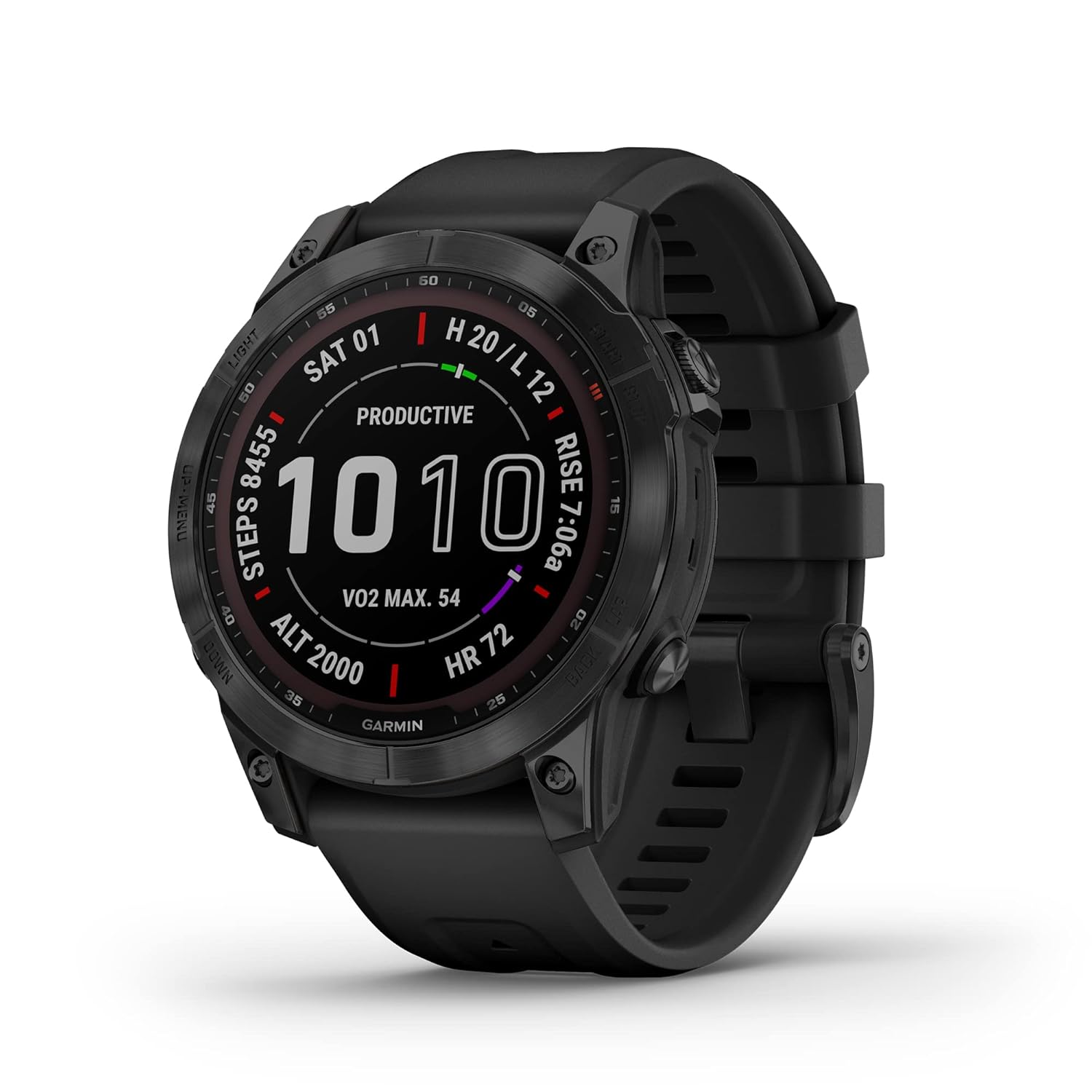 Garmin Fenix 7 Sapphire Solar, Smartwatch, with Solar Charging Capabilities, Rugged Outdoor Watch with GPS, Touchscreen, Wellness Features, Carbon Gray DLC Titanium with Black…
