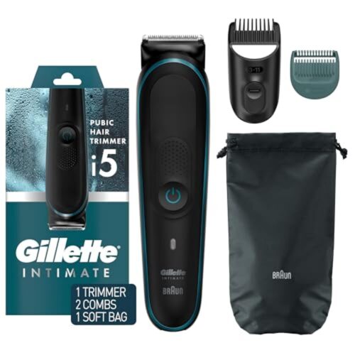 Gillette Intimate Men’s Manscape Pubic Hair Trimmer, SkinFirst Ball Trimmer For Men, Waterproof, Cordless For Wet/Dry Use, Electric Shaver For Men, Lifetime Sharp Blades,...