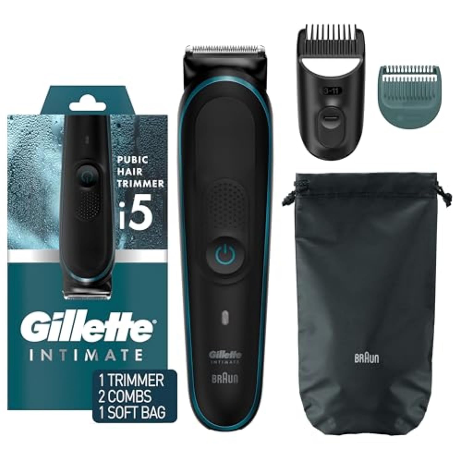 Gillette Intimate Men’s Manscape Pubic Hair Trimmer, SkinFirst Ball Trimmer For Men, Waterproof, Cordless For Wet/Dry Use, Electric Shaver For Men, Lifetime Sharp Blades,…