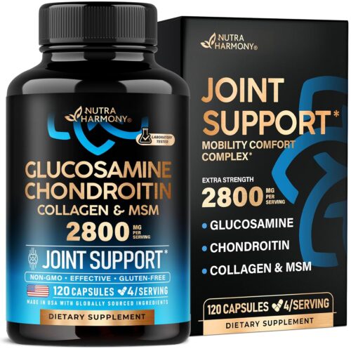 Glucosamine Chondroitin MSM Collagen | FSA HSA Eligible | Joint Support Supplement 2800 mg | Made in USA | FSA Approved Product Items | Flexibility Nutritional Vitamins | For...