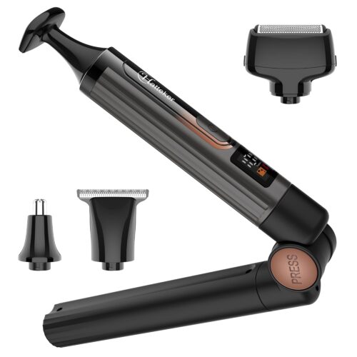 Hatteker Upgraded Mens Electric Back Shaver Body Grooming kit Body Trimmer Facial,Arm,Chin Beard Trimmer Cordless Hair Clipper with Adjustable Extension Handel Waterproof LED...