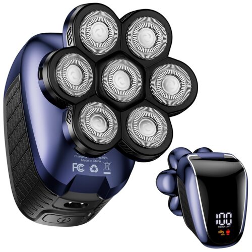 Head Shaver 7D, Wyklaus Head Shavers for Bald Men, Head Electric Razor with Nose Hair Trimmer, Waterproof Wet Dry Mens Grooming Kit, Anti-Pinch