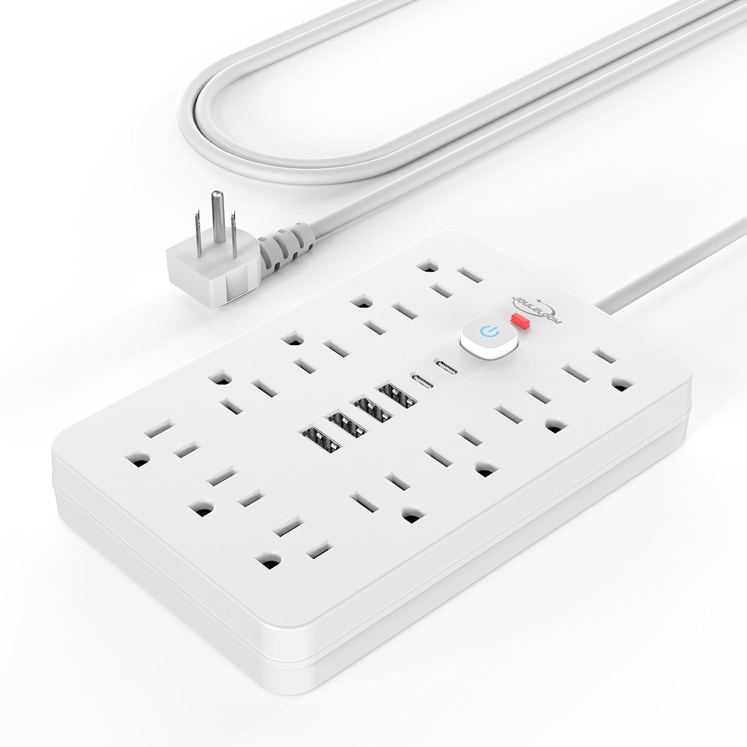 JouleLoom Power Strip Surge Protector with 11 Outlets, 4 USB and 2 USB C Ports, 5 Ft Extension Cord, Flat Plug, Wall Mount, Overload Protection Desk USB Charging Station for…