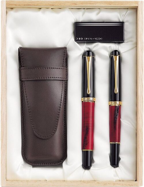 Kuretake DAL140-2 Fountain Pen, Curetake Fountain Pen, Dream Galaxy, Deer Antler Set, Ancient Japanese Akane Dye