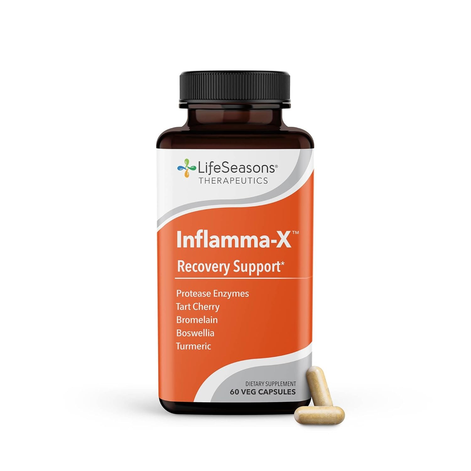 LifeSeasons Inflamma-X – Recovery Support Supplement – Turmeric Boswellia & Bromelain – Soothes Aches & Chronic Discomfort – Reduces Swelling & Inflammatory Compounds – 60 Capsules