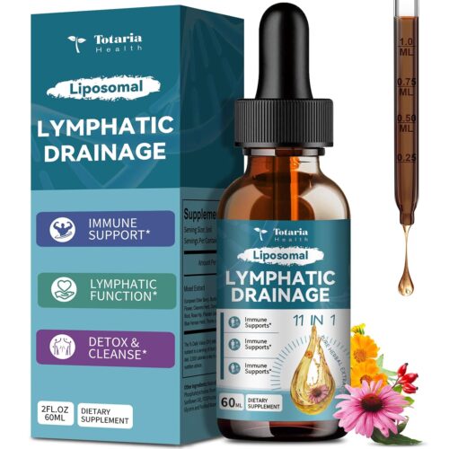 Liposomal Lymphatic Drainage Drops - 11 In 1 Organic Lymphatic Drainage Supplement with Burdock Root, Echinacea, Elderberry, Calendula, Cleavers Herb, Dandelion Supports...