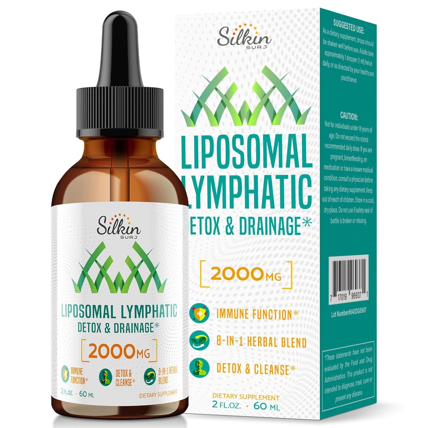 Liposomal Lymphatic Drainage Drops – Immune and Lymphatic Support Supplements – Detox Cleanse – Lymphedema Relief – PureLymphSwell Blend,Echinacea & Dandelion – 2 fl oz,30 Servings
