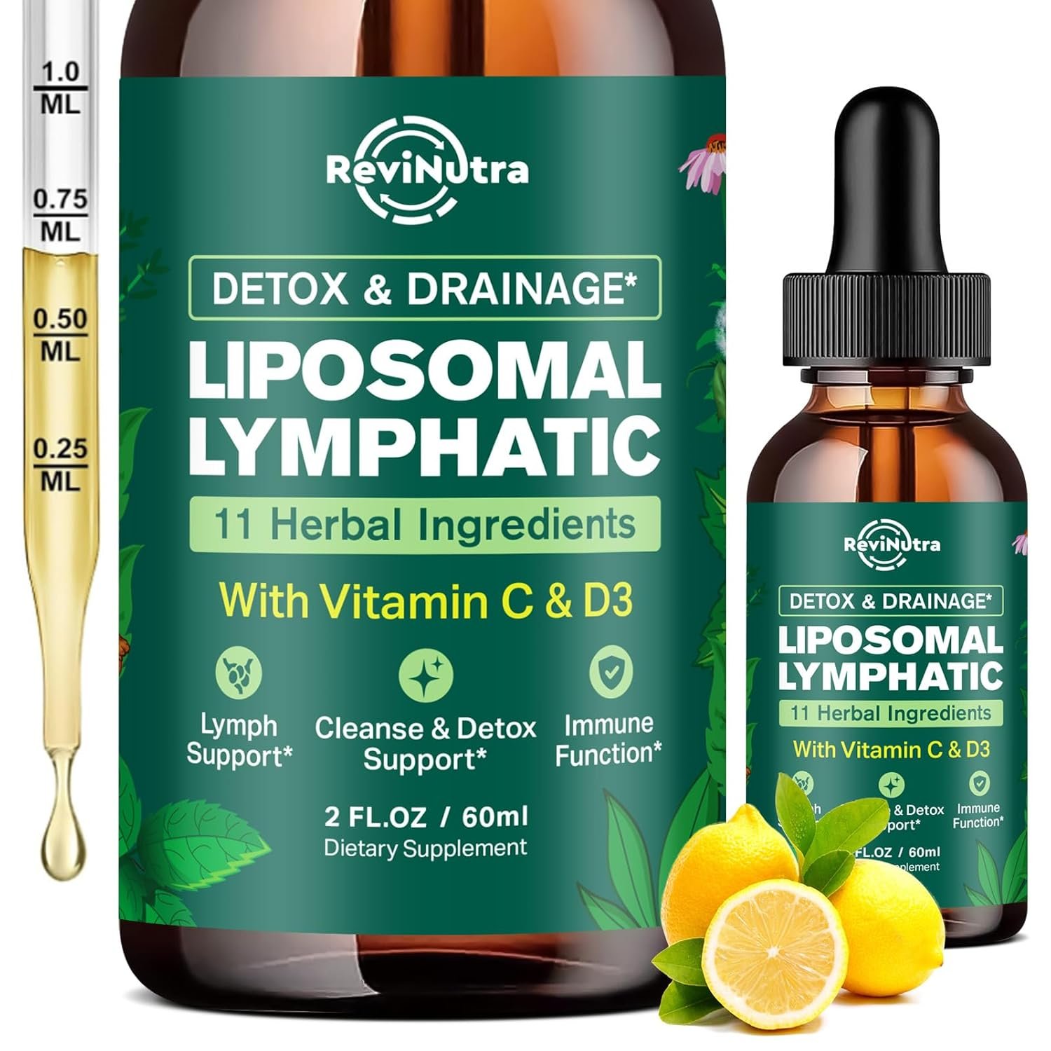 Liposomal Lymphatic Drainage Liquid Drops – Lymphatic Support Supplement with Dandelion Root, Cleavers, Echinacea, Calendula for Immune, Detox Cleanse, Lymph System Support,…