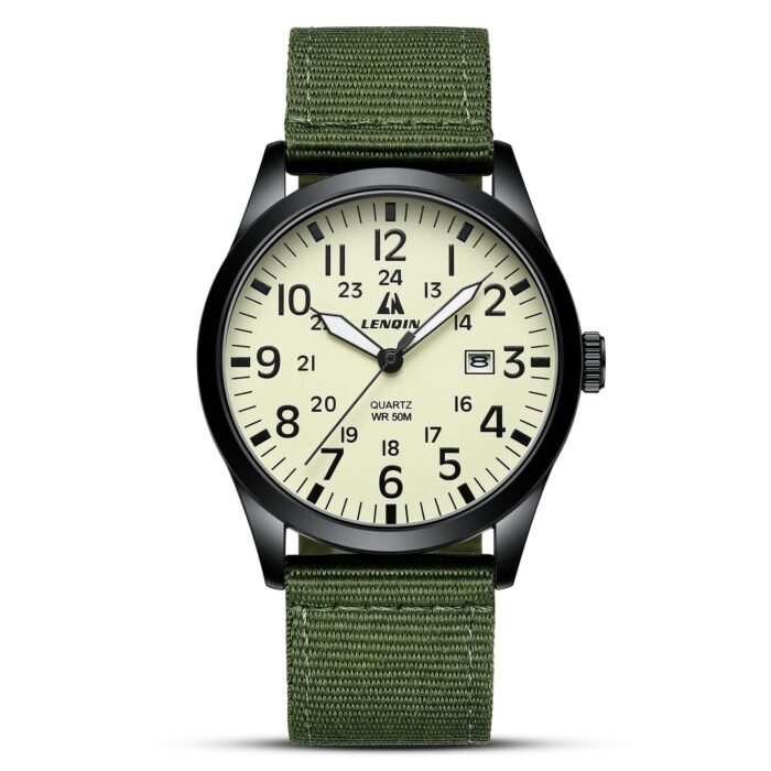 LN LENQIN Mens Watches Unisex Military Sport Nylon Strap Stylish Luminous Fashion Analog Quartz Watch for Men Waterproof Army Tactical Casual Wristwatch
