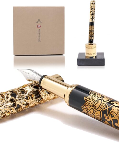 Luxury Fountain Pen Set With Stand - Museum Art Collections - Crafting Timeless Beauty - the Best Gift & Office Desk Decor, German SCHMIDT Fine Nib, Inspirational Office Desk Decor