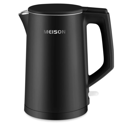 MEISON Electric Kettle, 1.7 L Double Wall Food Grade Stainless Steel Interior Water Boiler, Coffee Pot & Tea Kettle, Auto Shut-Off and Boil-Dry Protection, 1200W, 2 Year...