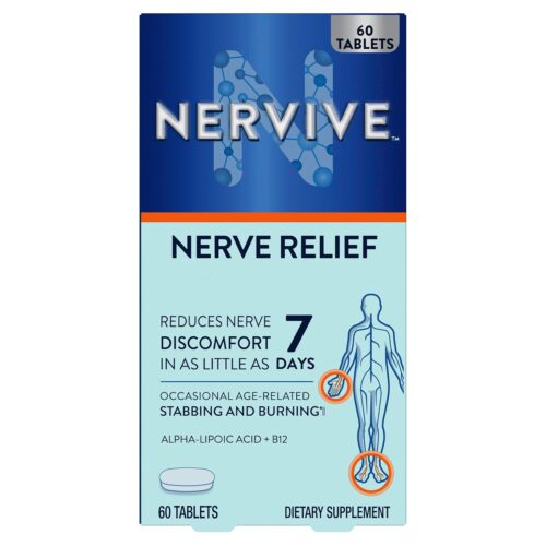 Nervive Nerve Relief, with Alpha Lipoic Acid, to Help Reduce Occasional Nerve Discomfort in as Little as 7 Days, ALA, Vitamins B12, B6, & B1, Turmeric, Ginger, 60 Tablets...