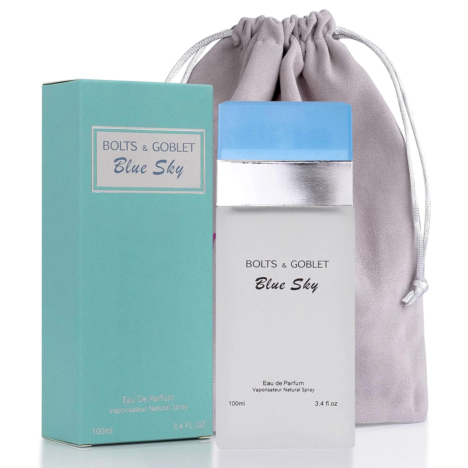 NovoGlow Blue Sky for Women – Aromatic Scents with finest oils for Men and Women – Enchanting Fragrance with Fruity, Floral Scent – 3.4oz Bottle Complete with Shiny Suede Pouch