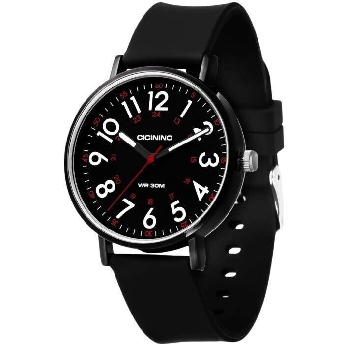 Nurse Watch for Medical Professionals Students Women Men, Analog Nursing Watches with 30M Waterproof 12/24 Hour Military Time, Second Hand, Easy to Read, Colorful Silicone Band