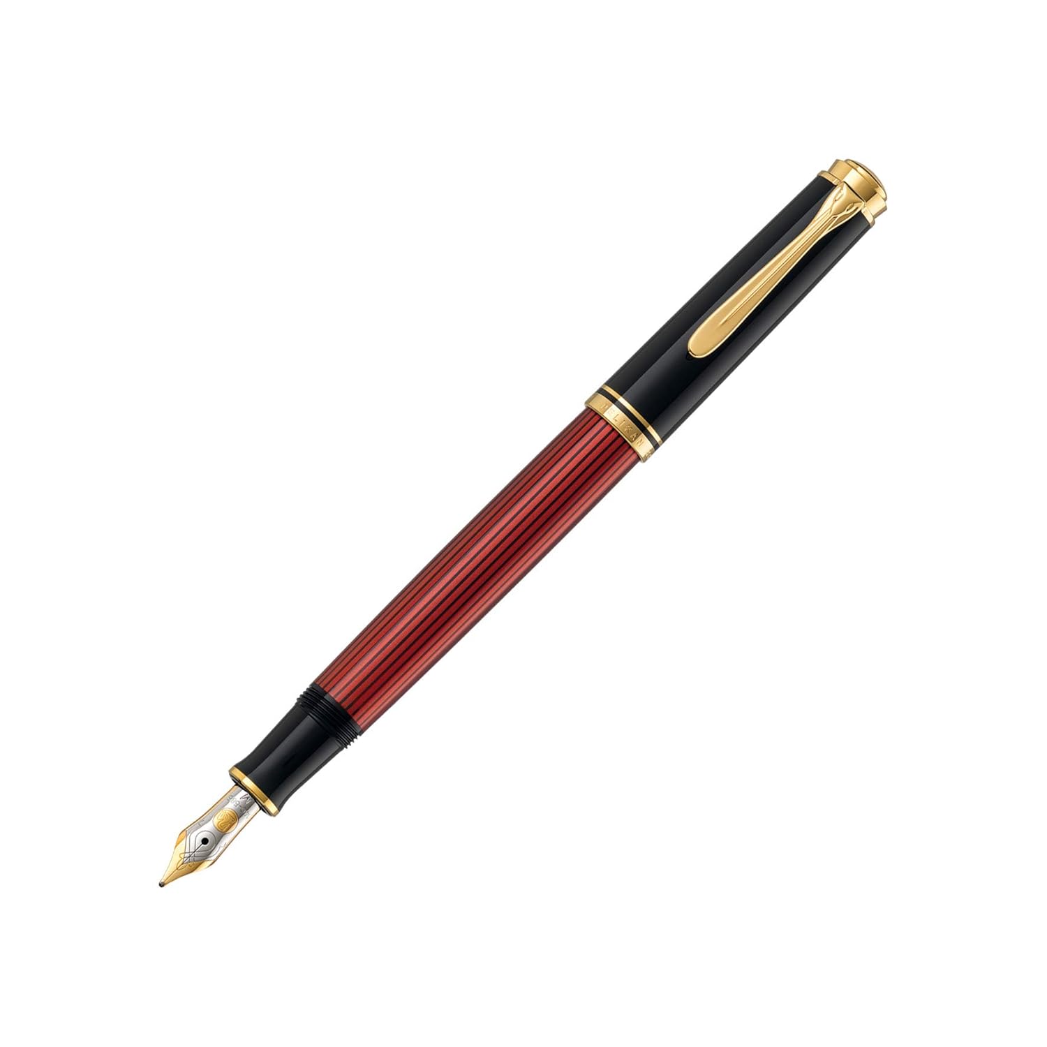 Pelikan Souverän M600 Fountain Pen, Broad Nib, Black/Red, 1 Each