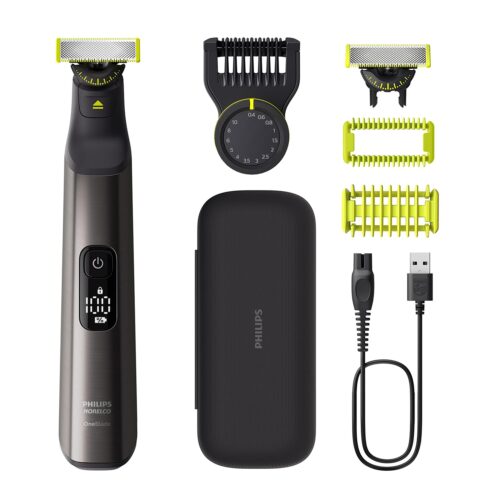 Philips Norelco OneBlade 360 Pro Face + Body Electric Beard Trimmer, Shaver & Bodygroomer, with 360 Blade Technology, 2X 360 Blade, 20-Length Adjustable Comb, Body Kit, & Travel...