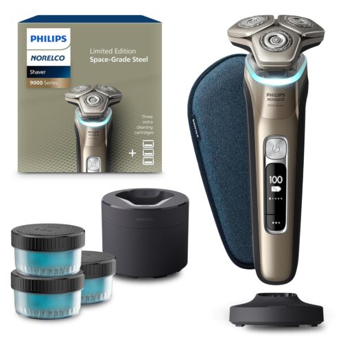Philips Norelco Shaver Series 9000 Space Grade Edition, Wet & Dry Electric Shaver, with Lift & Cut Shaving System, Pop-up Trimmer, Cleaning Pod & 3 Cartridges, Charge Stand &...