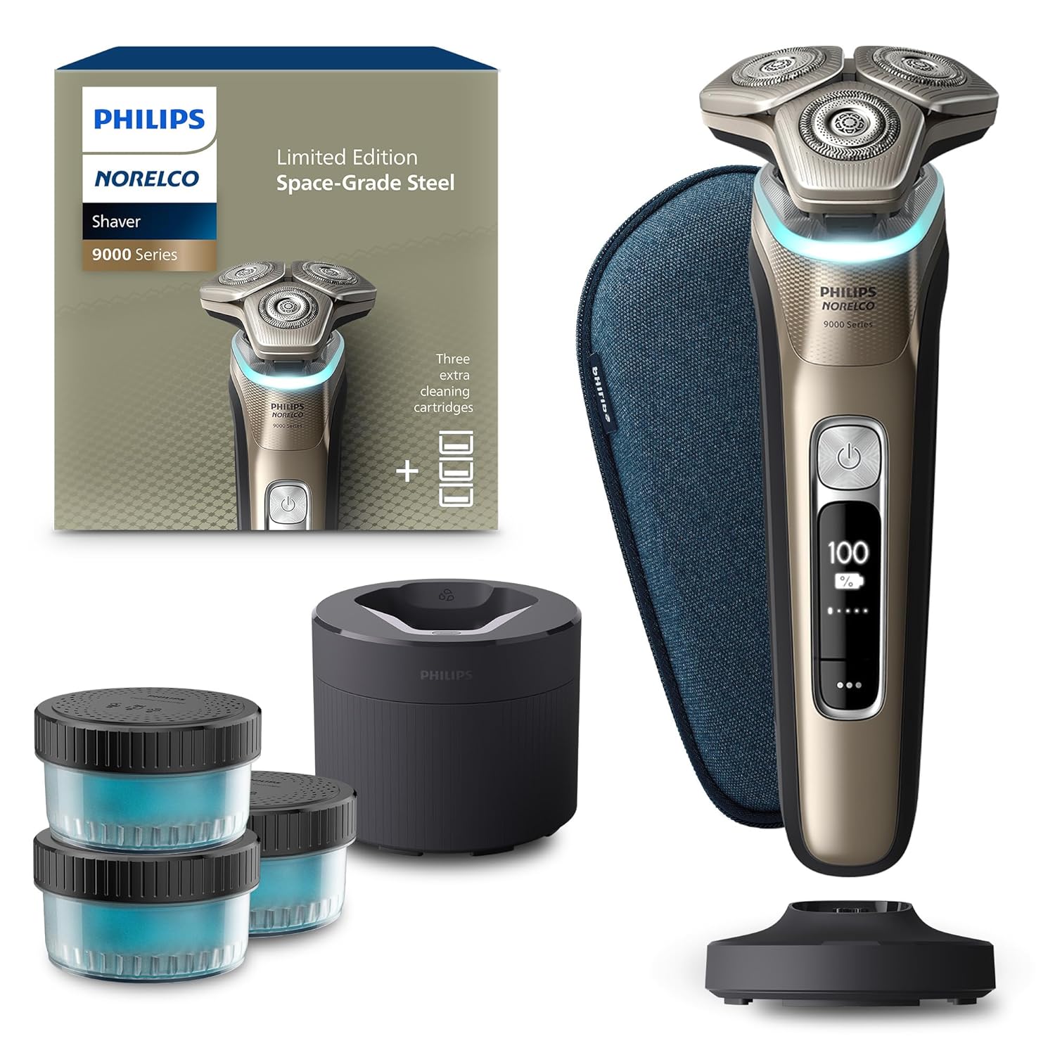 Philips Norelco Shaver Series 9000 Space Grade Edition, Wet & Dry Electric Shaver, with Lift & Cut Shaving System, Pop-up Trimmer, Cleaning Pod & 3 Cartridges, Charge Stand &…