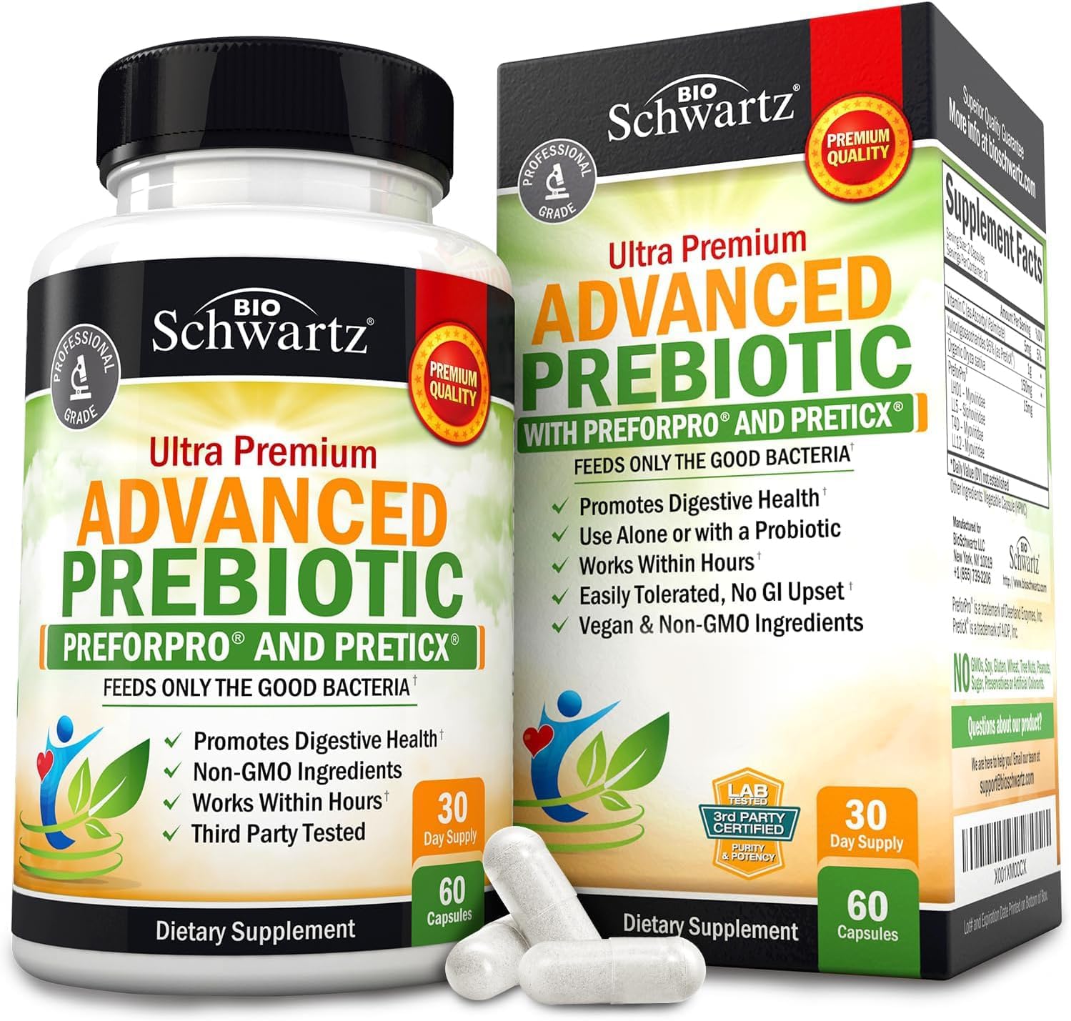 Prebiotics for Advanced Gut Health – Immune System Support & Dietary Fiber – Fuels Good Bacteria Growth to Promote Digestive Health – Gas & Digestion Support – Probiotics for…