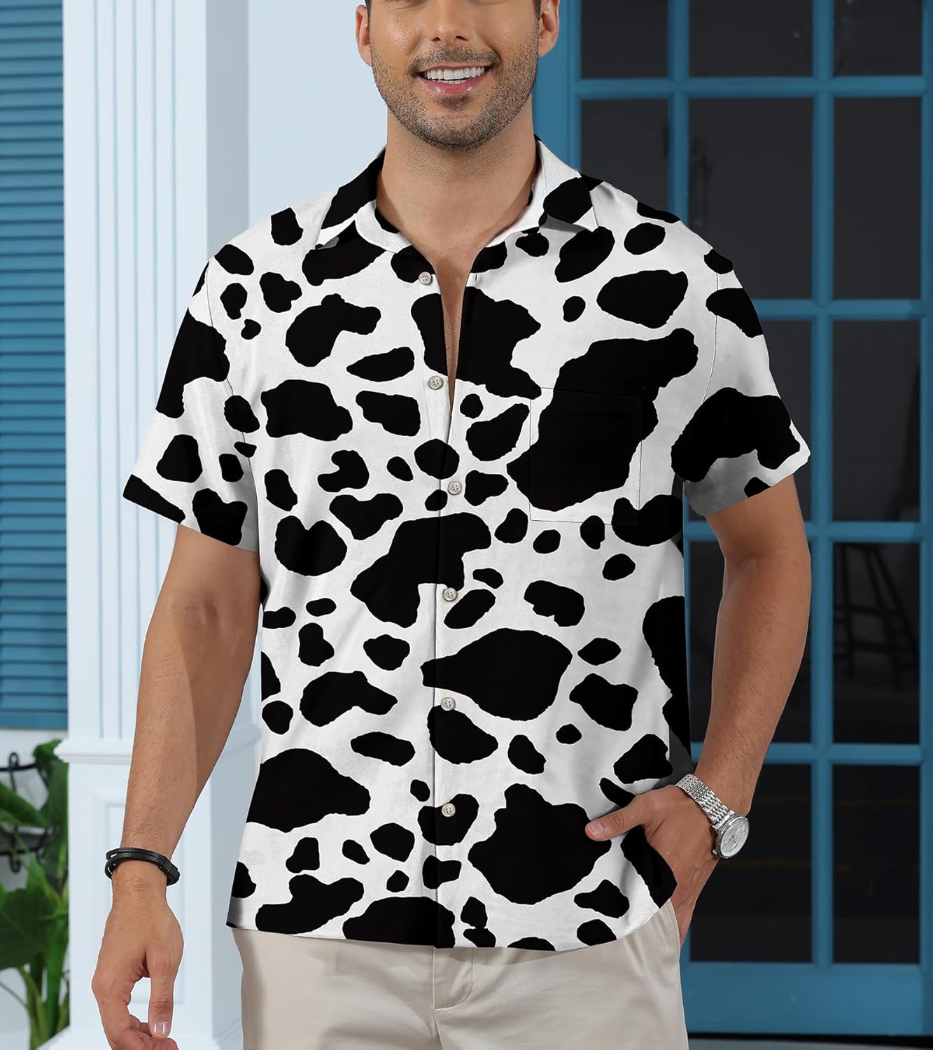 Shirt Men Button Hawaiian Casual: Beach Summer Adult Print Graphic Clothes