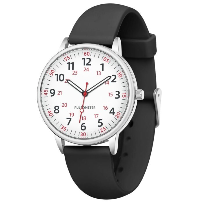 Women Watch for Nurse Easy to Read Dial Wristwatches Silicone Band Water Resistant Watches Second Hand and 24 Hour