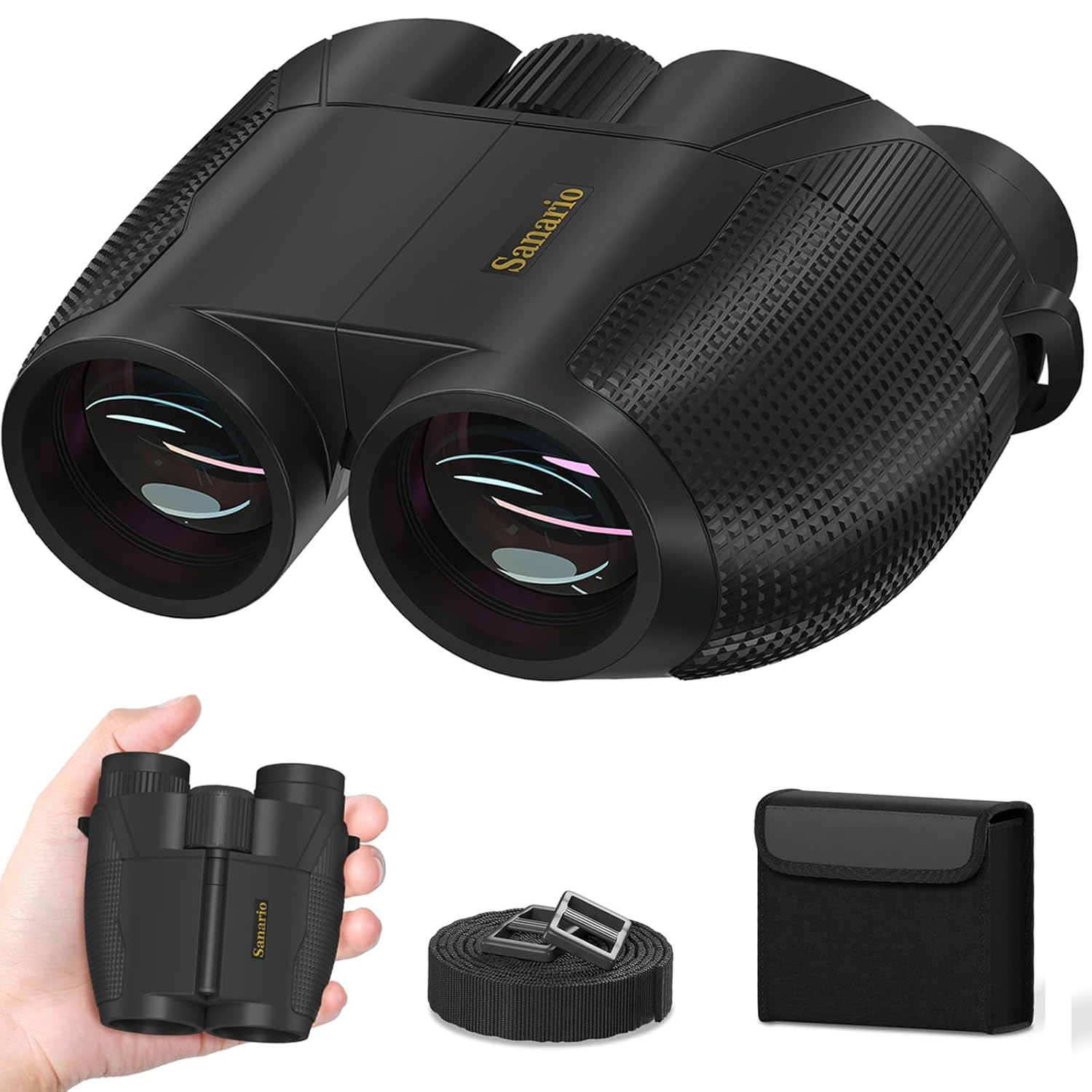 10×25 Compact Binoculars for Adults and Kids, Large Eyepiece Waterproof Binocular with Low Light Vision, High Powered Easy Focus Small Binoculars for Bird Watching, Outdoor…