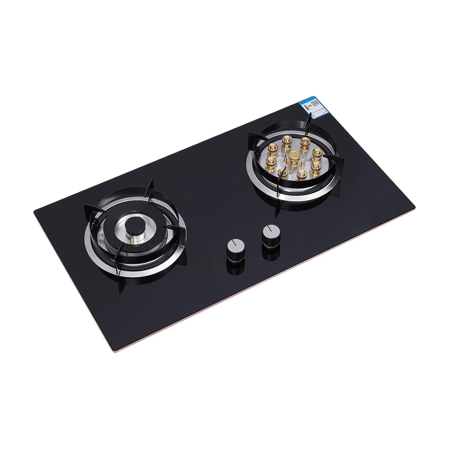2 Burner Gas Cooktop, Kitchen Stove Top LPG/NG Dual Fuel Built-in Tempered Glass for Apartment RV Outdoor