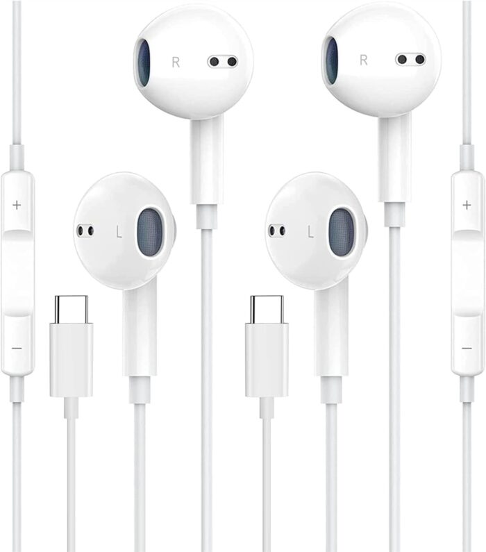 2 Pack USB C Headphones for iPhone 16/15 Earbuds USB C Wired Earphones with Mic & Remote Control Noise Cancelling for iPhone 16 pro, iPad Pro, Galaxy S23/S22/S21/S20/Ultra Note...